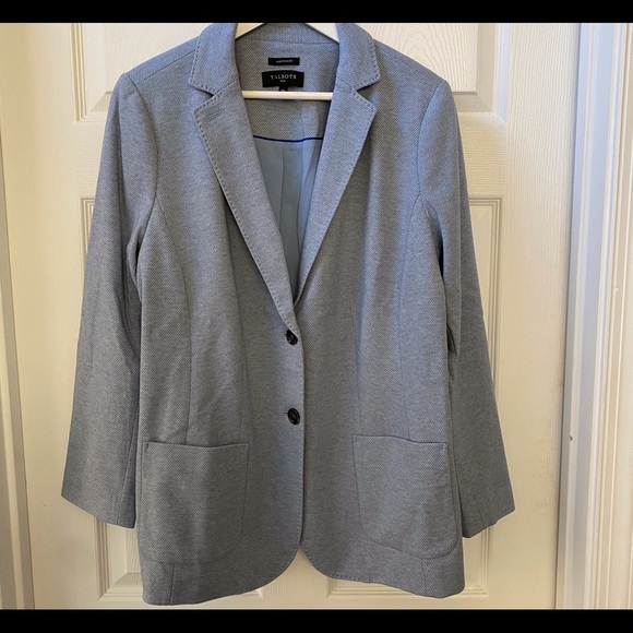 Talbots Plus-Size “Aberdeen” Knit Blazer 14W Medium Blue Heather Ponte EUC - Picture 2 of 5